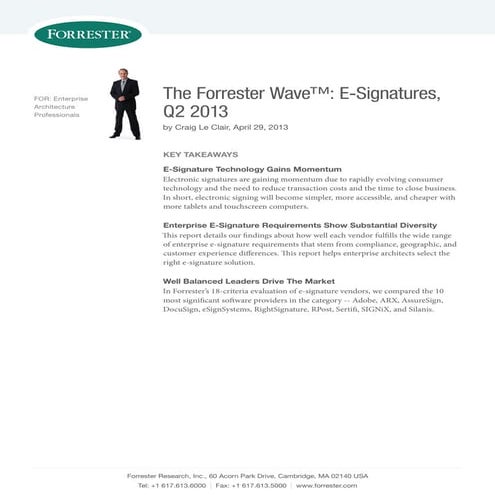 Electronic Signature markets and vendors_Forrester Wave_Q2_2013