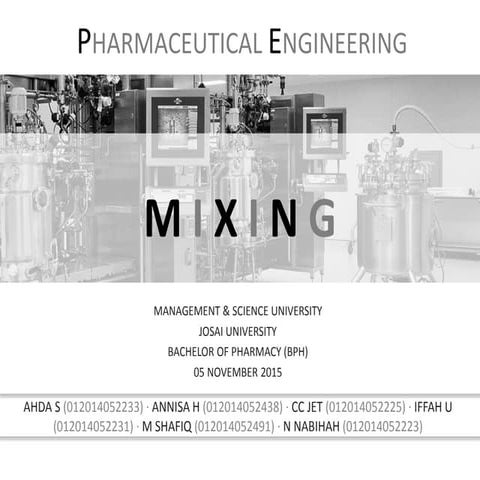 [Power Point] Mixing - Pharmaceutical Engineering