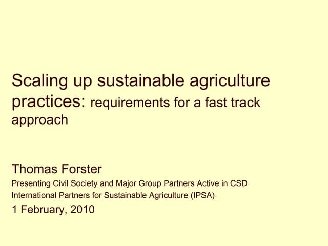 Scaling up sustainable agriculture practices
