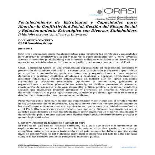 Fortalecimiento de estrategias y capacidades para abordar la conflictividad s...