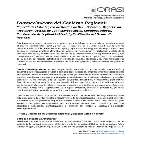 Fortalecimiento de gobierno regional capacidad de mediacion y gestion de conf...