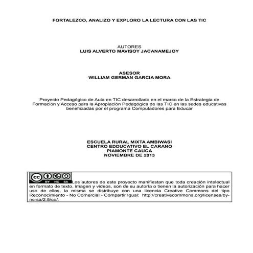 Fortalezco, analiso y exploro la lectura con las tic