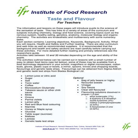 Sensory Evaluation Lab Report | PDF
