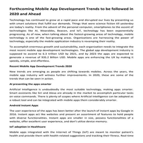 Forthcoming app development trends to be followed in 2020 and ahead
