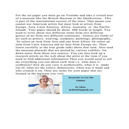 For the art paper you must go on Youtube and take a virtual tour of .docx