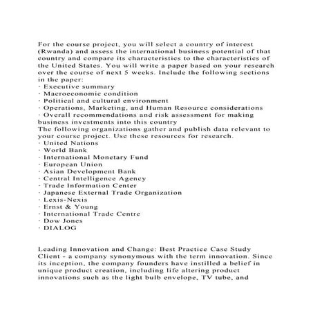 For the course project, you will select a country of interest (Rwa.docx