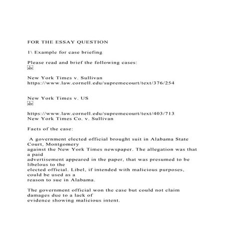 FOR THE ESSAY QUESTION 1 Example for case briefing Pl.docx