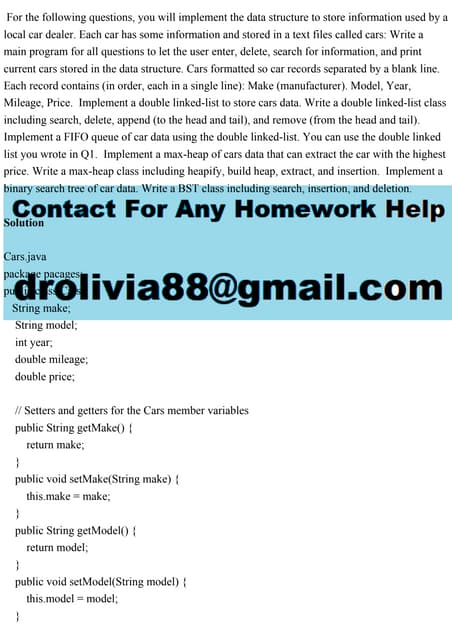 For the following questions, you will implement the data structure to.pdf