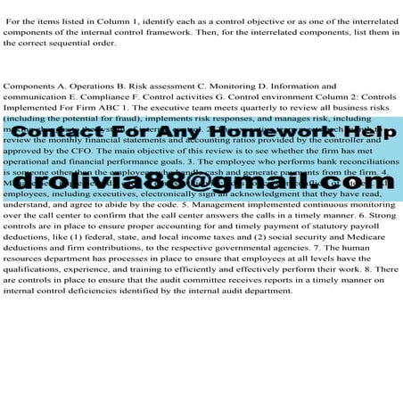 For the items listed in Column 1, identify each as a control object.pdf