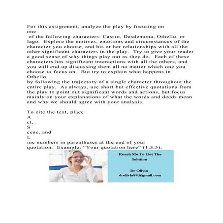 For this assignment, analyze the play by focusing on one of the .docx