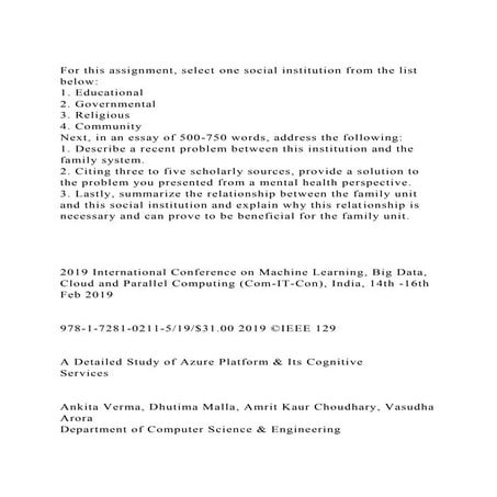 For this assignment, select one social institution from the list b.docx