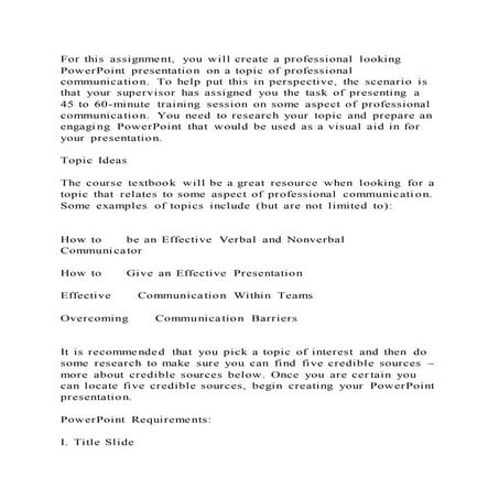 For this assignment, you will create a professional looking power poi