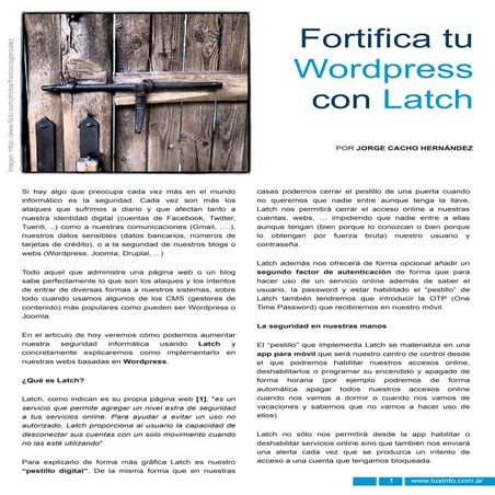 Fortifica tu Wordpress con Latch