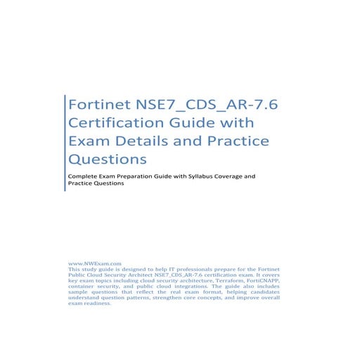 Latest Fortinet FCSS_CDS_AR-7.6 Practice Test Questions | PDF