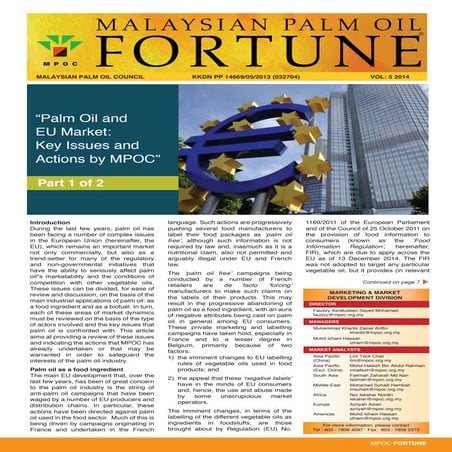 Malaysian Palm Oil FORTUNE 2014 Volume 5