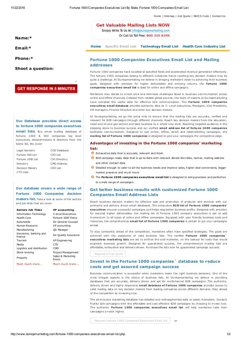 Fortune 1000 companies executives list by state, fortune 1000 compani…