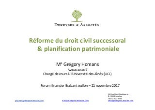 Réforme du droit civil successoral et planification patrimoniale