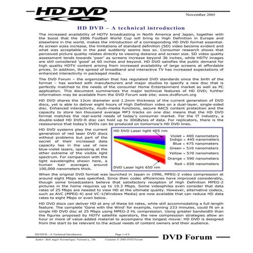 HD-DVD Technical Introduction