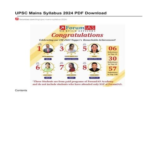 Explore the Comprehensive UPSC Mains Syllabus 2024