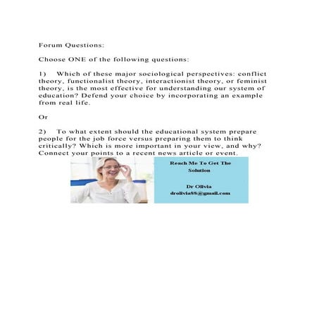Forum QuestionsChoose ONE of the following questions1) .docx
