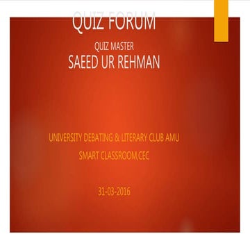 General Quiz (A TO Z FORMAT)AMU QUIZ CLUB