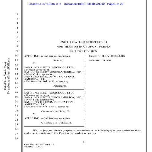 Formulario para veredicto apple vs samsung
