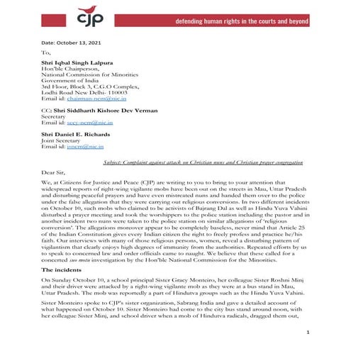 For website 21103  cjp ncm complaint over nun attacks to chairperson (1)