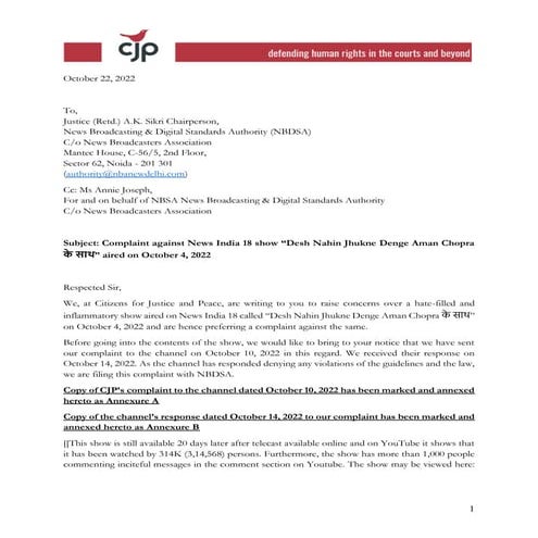 For Website 221022 - CJP complaint to NBDSA News 18.pdf