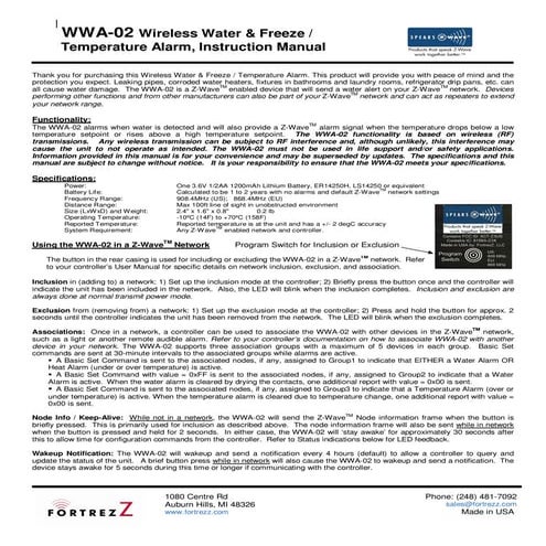 FortrezZ wwa 02 Manual