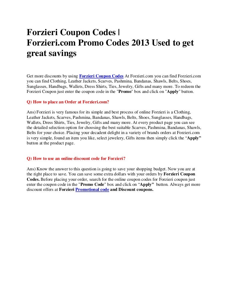 Forzieri Coupon Codes