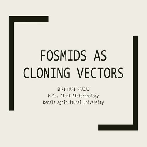 FOSMIDS AS CLONING VECTORS