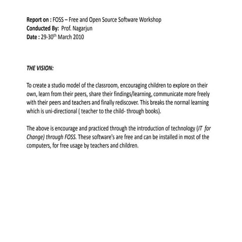 Foss  29th & 30th march 2010