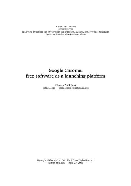 Google Chrome: Free Software as a launching platform
