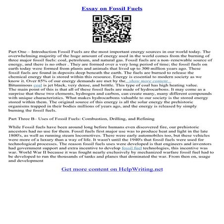 Fossil Fuels Essay