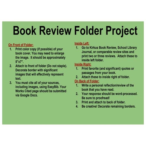 Foster Book Review Project & Library Guide