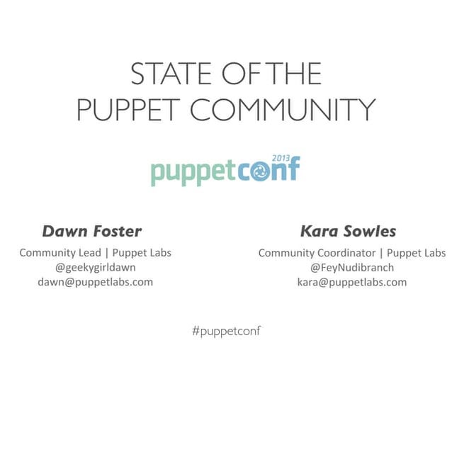 The Puppet Community: Current State and Future Plans