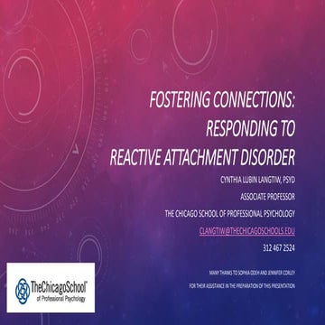 Fostering connections: Responding to Reactive Attachment Disorder