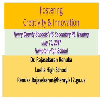 Fostering creativity and inovation workshop