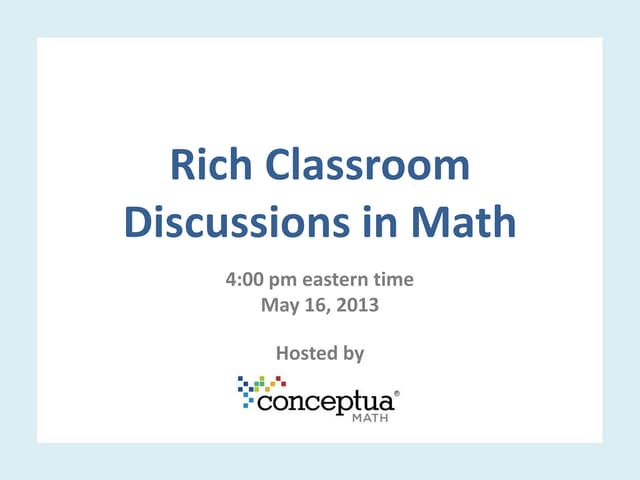 Fostering Rich Discussions in Math
