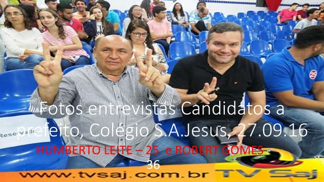 Fotos entrevistas candidatos a prefeito, HUMBERTO LEITE e ROBERT GOMES, colégio SAJ 27,09.16