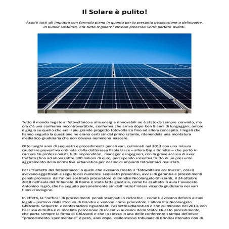 Fotovoltaico col trucco assolti tutti gli imputati con formula piena