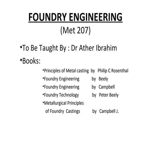 Foundry Lectures