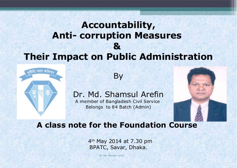 Accountability And Anti Corruption Measures In Bangladesh