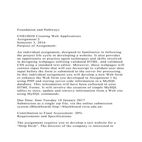 Foundation and PathwaysCOS10020 Creating Web Application.docx