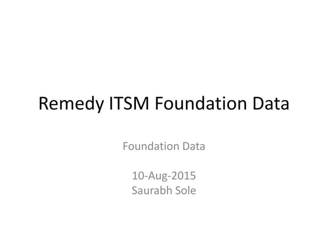 Foundation data for ITSM Change Management