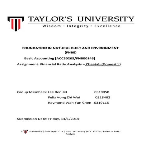 Foundation in natural built and environment Accounting FINAL