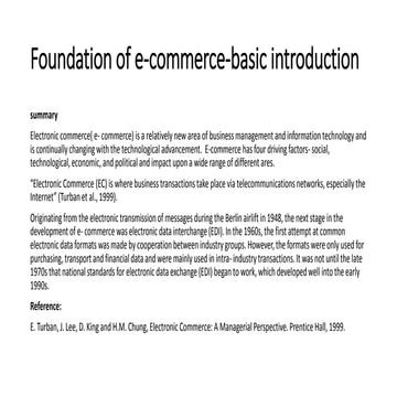 Foundation of e commerce- Basic Introduction