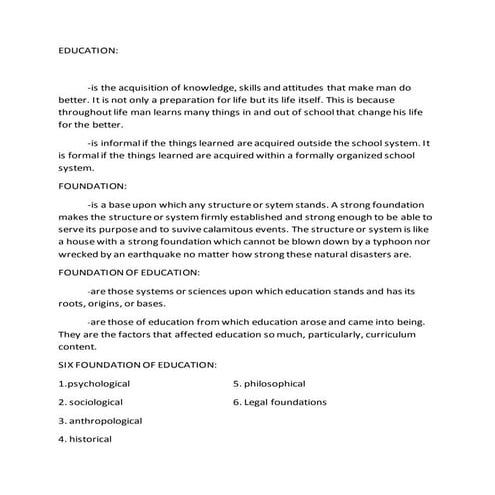 Foundation of education