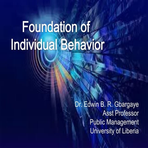 Foundation of Individual Behavior