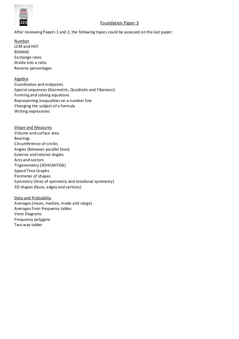 Foundation paper 3 topics